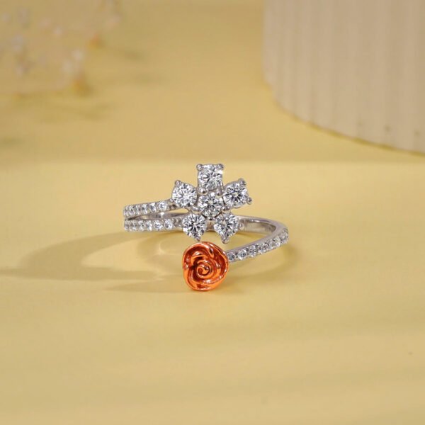 Silver Studded Rose Ring